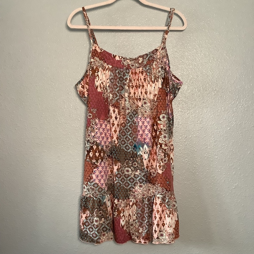 Colorful‎ Earthy Patchwork Bohemian Boho Chic Artsy Buttery Soft Slip Dress 2X